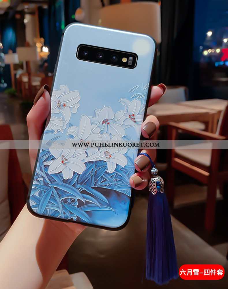 Kotelo, Kuori Samsung Galaxy S10+ Valo Silikoni Puhelimen Pehmeä Neste Kotelo Sininen