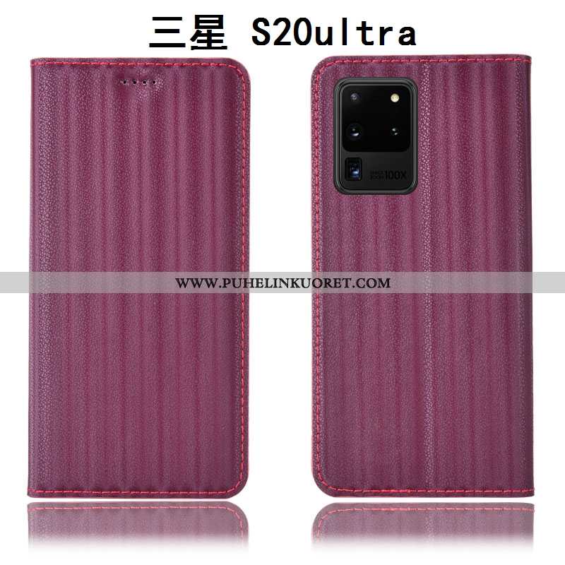 Kuori, Kuoret Samsung Galaxy S20 Ultra Aito Nahka Suojaus Kuori Kaltevuus Murtumaton Violetti