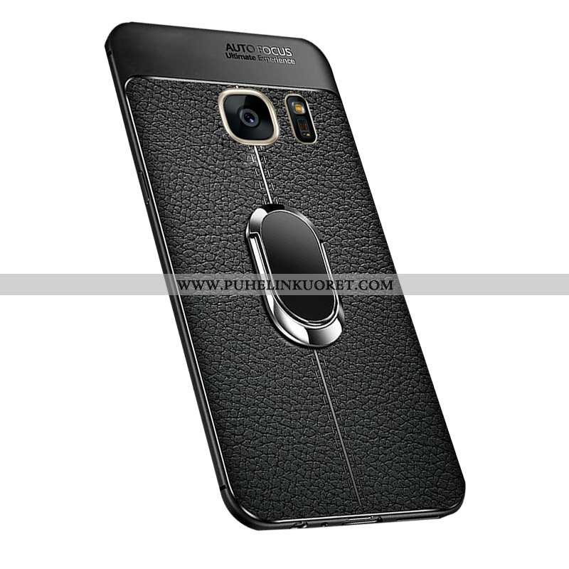 Kotelo, Kuori Samsung Galaxy S7 Kukkakuvio Silikoni Puhelimen Litsi Mustat