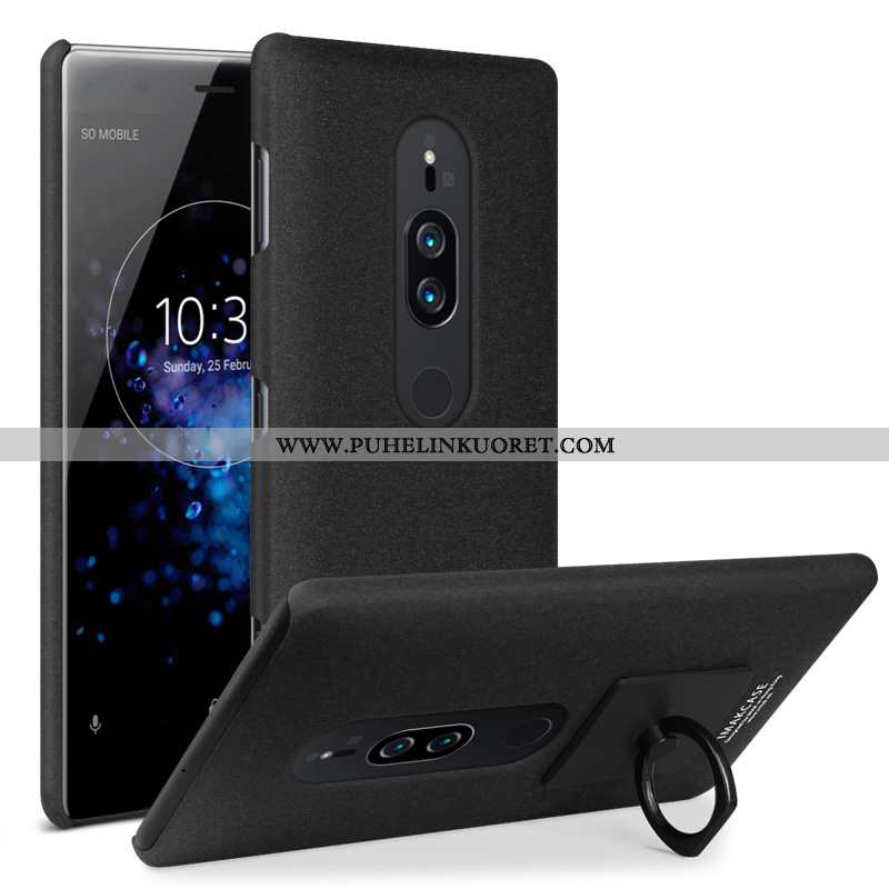 Kuoret, Kotelo Sony Xperia Xz2 Premium Pesty Suede Nahka Kuori Musta Puhelimen Mustat