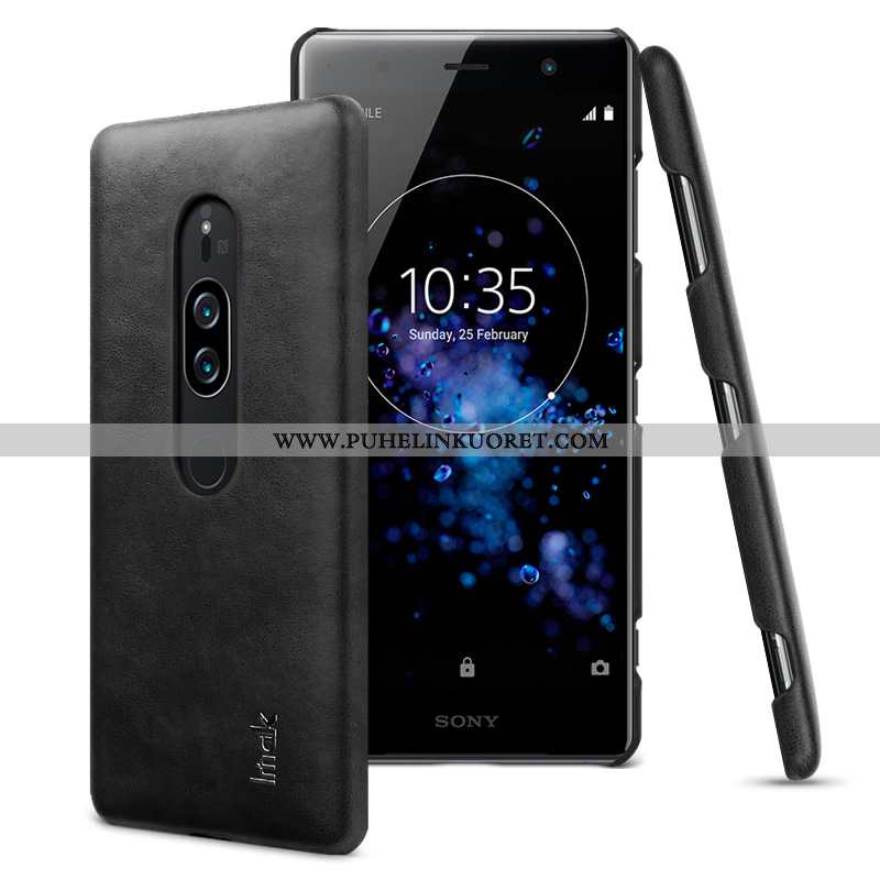 Kuoret, Kotelo Sony Xperia Xz2 Premium Pesty Suede Nahka Kuori Musta Puhelimen Mustat