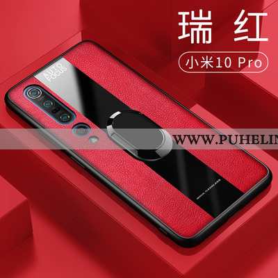 Kotelo, Kuori Xiaomi Mi 10 Pro Nahkakuori Silikoni Rengas Punainen Puhelimen