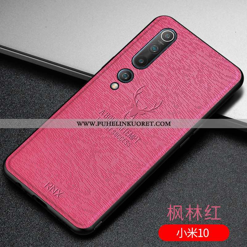 Kotelo, Kuori Xiaomi Mi 10 Silikoni Suojaus Nahkakuori Punainen Pesty Suede Pinkki