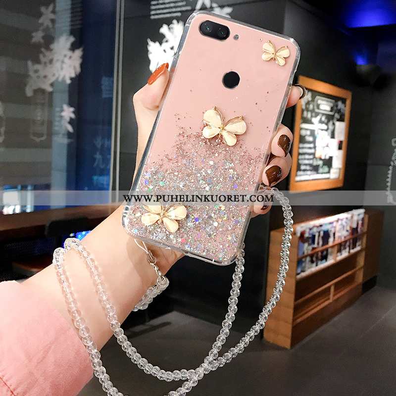 Kuoret, Kotelo Xiaomi Mi 8 Lite Rhinestone Inlay Näytönsuojus Silikoni Jauhe Pieni Hopea