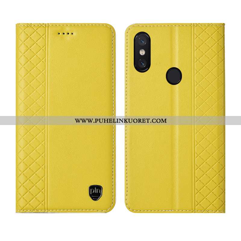 Kuori, Kuoret Xiaomi Mi 8 Pro Nahkakuori Aito Nahka Murtumaton Kukkakuvio Keltainen Keltaiset