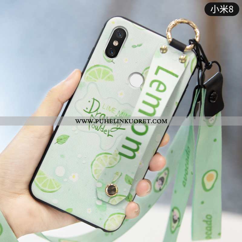 Kuori, Kuoret Xiaomi Mi 8 Pesty Suede Persoonallisuus Vihreä Silikoni Kukkakuvio