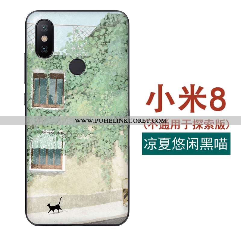 Kuoret, Kotelo Xiaomi Mi 8 Kohokuviointi Kukkakuvio Nuoret Vihreä Tuuli