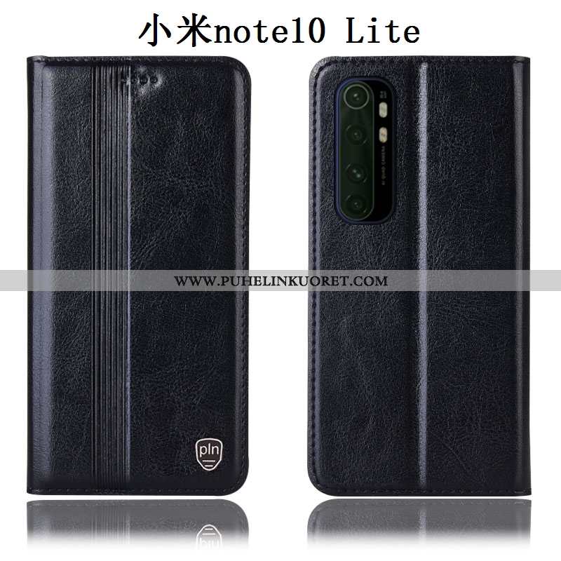 Kuoret, Kotelo Xiaomi Mi Note 10 Lite Suojaus Aito Nahka Murtumaton Pieni Musta Mustat