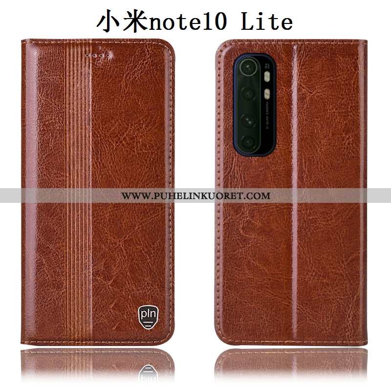 Kuoret, Kotelo Xiaomi Mi Note 10 Lite Suojaus Aito Nahka Murtumaton Pieni Musta Mustat