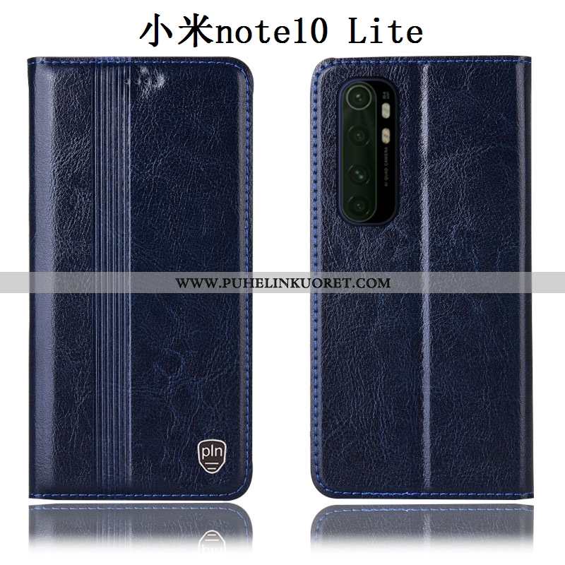 Kuoret, Kotelo Xiaomi Mi Note 10 Lite Suojaus Aito Nahka Murtumaton Pieni Musta Mustat