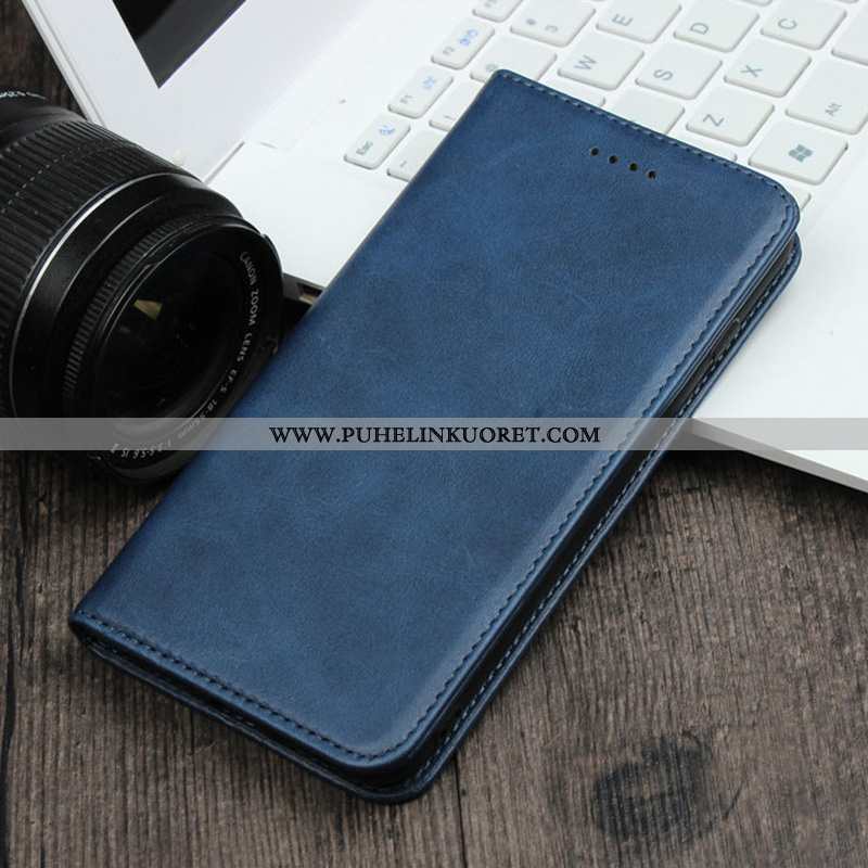 Kuori, Kuoret Xiaomi Mi Note 10 Nahkakuori Aito Nahka Tummansininen Kukkakuvio Liiketoiminta Tummans