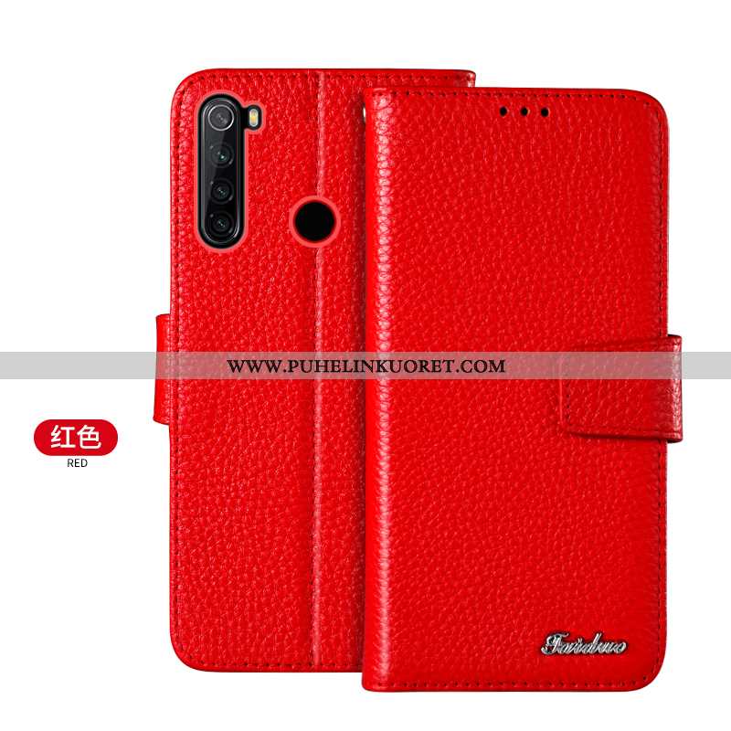 Kuoret, Kotelo Xiaomi Redmi Note 8t Suojaus Aito Nahka Kortti Murtumaton Pieni Ruskea