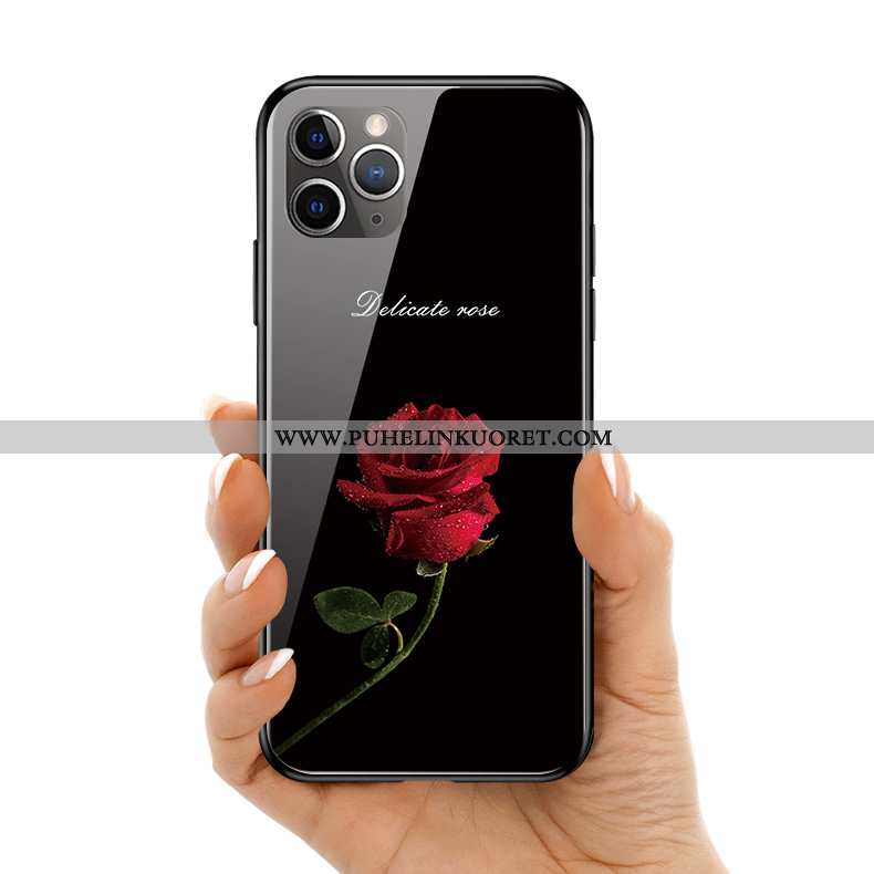 Kuoret, Kotelo iPhone 11 Pro Max Silikoni Suojaus Vaalean Tuuli Kukka Mustat