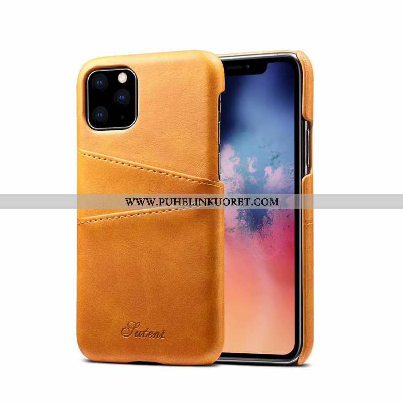 Kotelo, Kuori iPhone 11 Pro Max Nahkakuori Pesty Suede Yksinkertainen Luova Ruskea