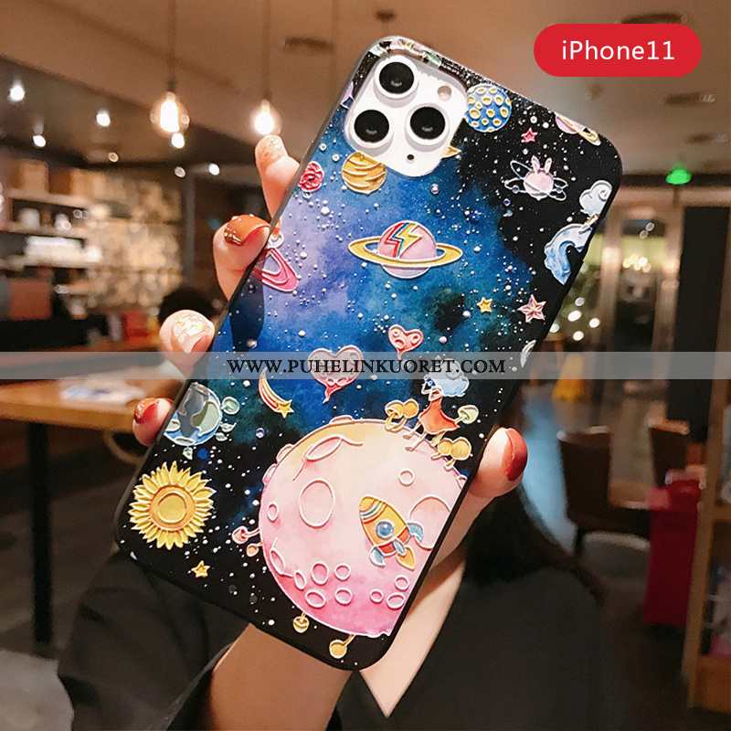 Kuori, Kuoret iPhone 11 Pro Persoonallisuus Luova Musta Suuntaus Pesty Suede Mustat