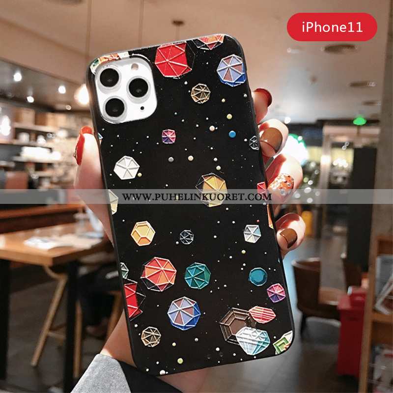 Kuori, Kuoret iPhone 11 Pro Persoonallisuus Luova Musta Suuntaus Pesty Suede Mustat