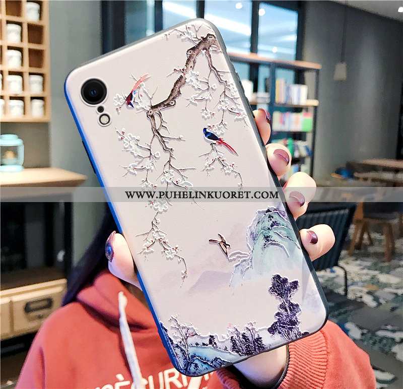 Kuoret, Kotelo iPhone Xr Kohokuviointi Ihana Taide Murtumaton Lintu Beige