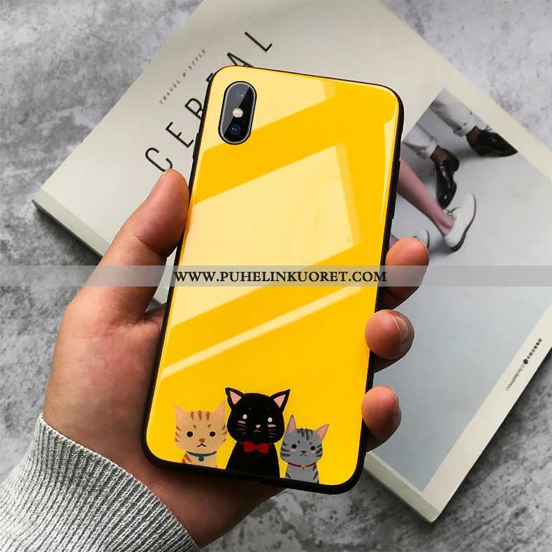 Kuoret, Kotelo iPhone Xs Max Ihana Silikoni Painatus Lasi Keltainen Keltaiset