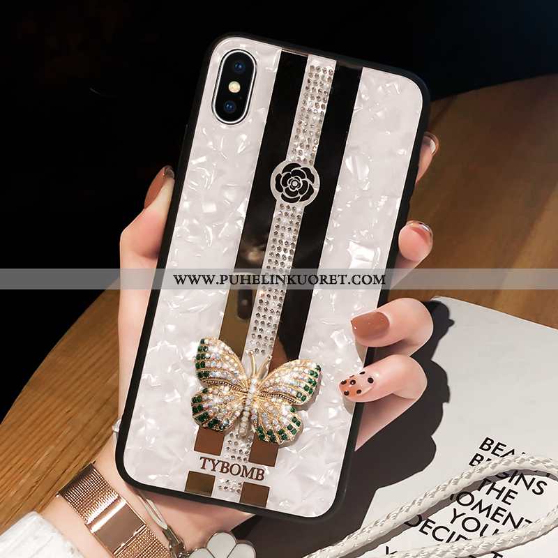 Kuoret, Kotelo iPhone Xs Max Lasi Rhinestone Inlay Puhelimen Suuntaus Perhonen Pinkki