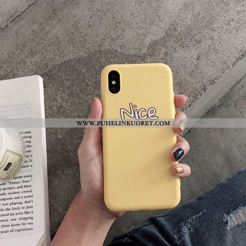 Kuori, Kuoret iPhone Xs Silikoni Suojaus Luova Murtumaton Rakastunut Keltaiset