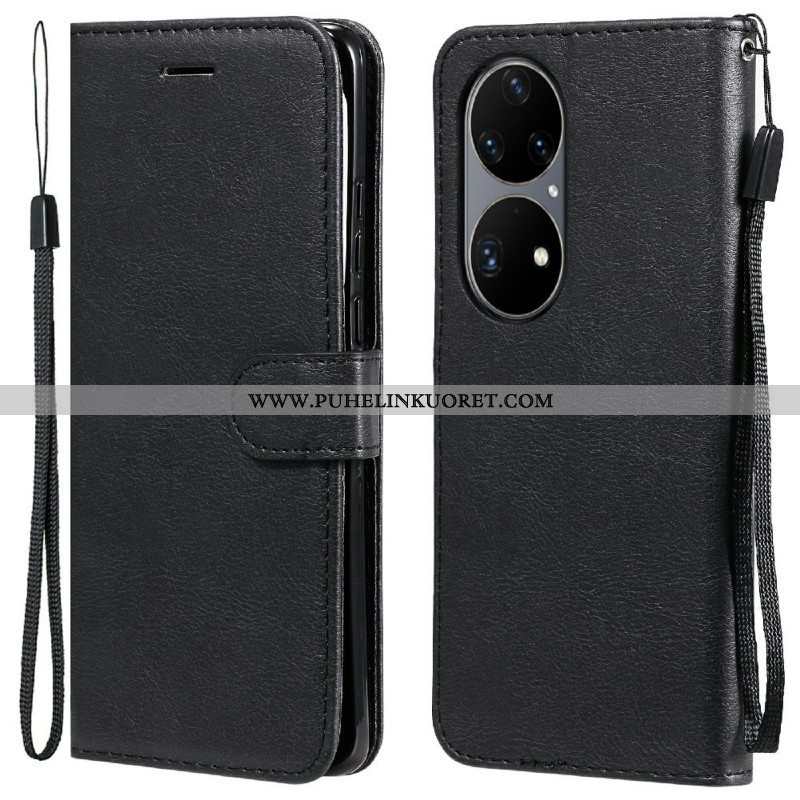 Kotelot Huawei P50 Pro Suojaketju Kuori Strappy Leather Effect