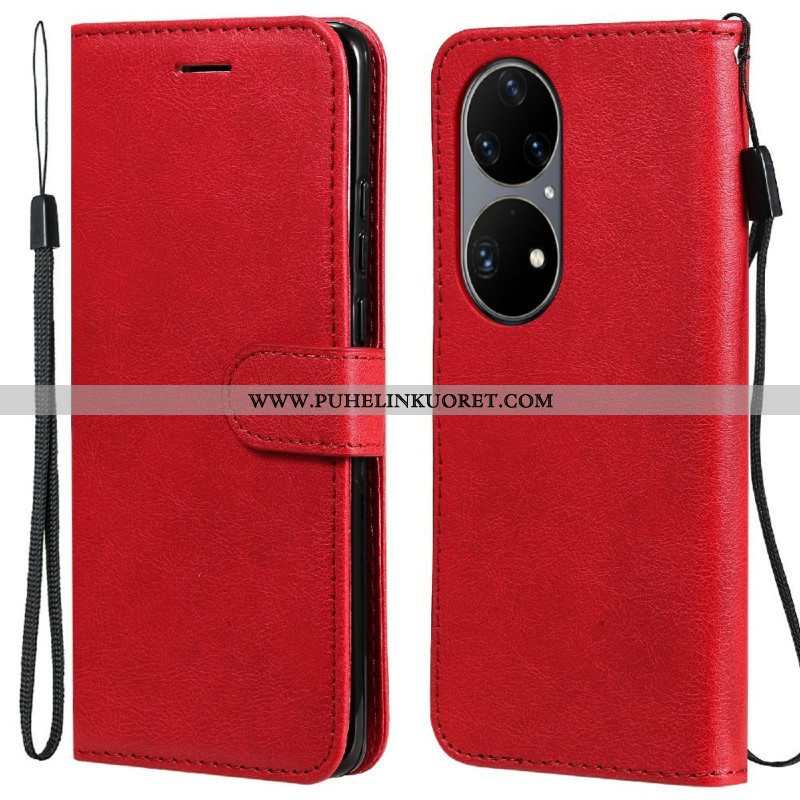 Kotelot Huawei P50 Pro Suojaketju Kuori Strappy Leather Effect