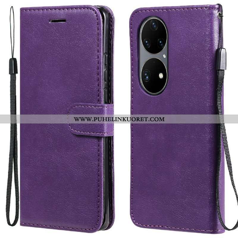 Kotelot Huawei P50 Pro Suojaketju Kuori Strappy Leather Effect