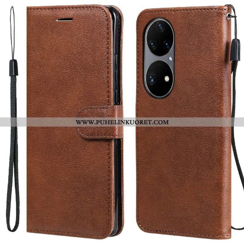 Kotelot Huawei P50 Pro Suojaketju Kuori Strappy Leather Effect