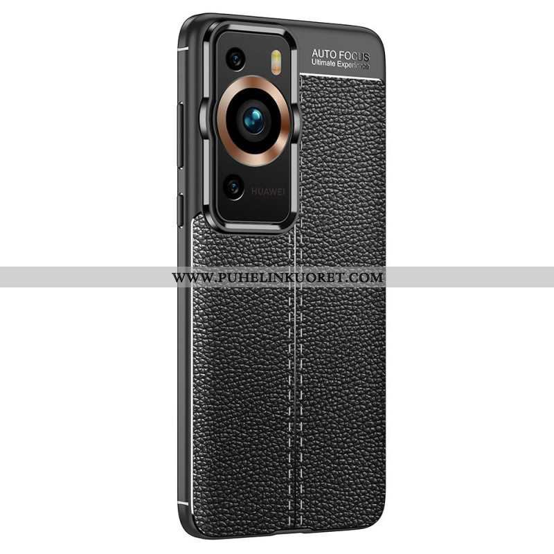 Case Huawei P60 Pro Kaksilinjainen Litsi-nahkaefekti