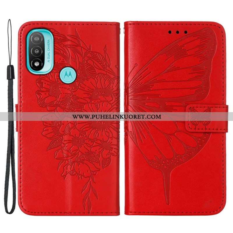 Nahkakotelo Moto E40 / E30 / E20 Butterfly Design