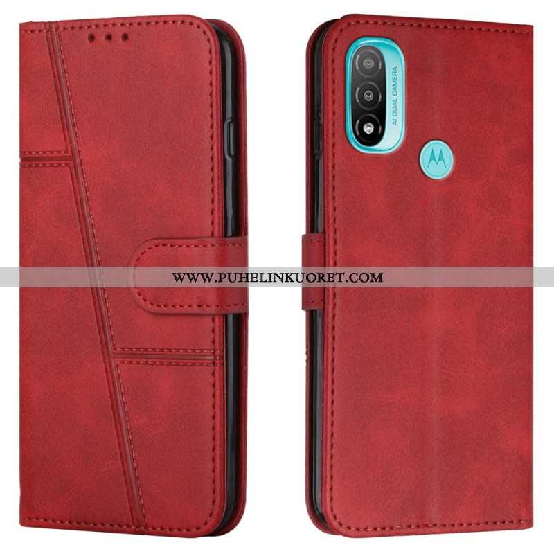 Kotelot Moto E40 / E30 / E20 Suojaketju Kuori Strappy Geo Leather Effect