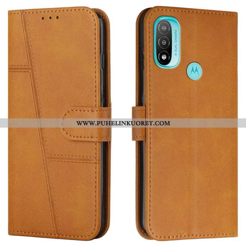 Kotelot Moto E40 / E30 / E20 Suojaketju Kuori Strappy Geo Leather Effect