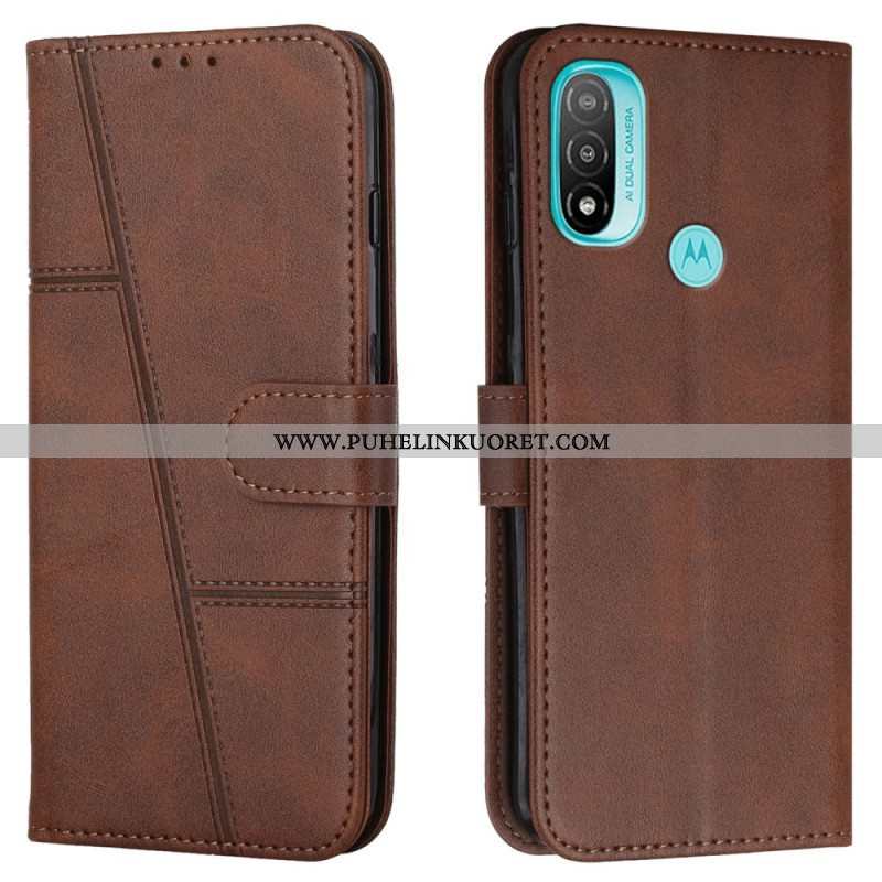 Kotelot Moto E40 / E30 / E20 Suojaketju Kuori Strappy Geo Leather Effect