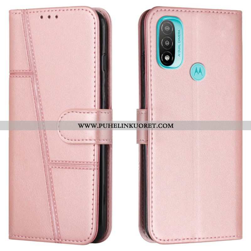 Kotelot Moto E40 / E30 / E20 Suojaketju Kuori Strappy Geo Leather Effect