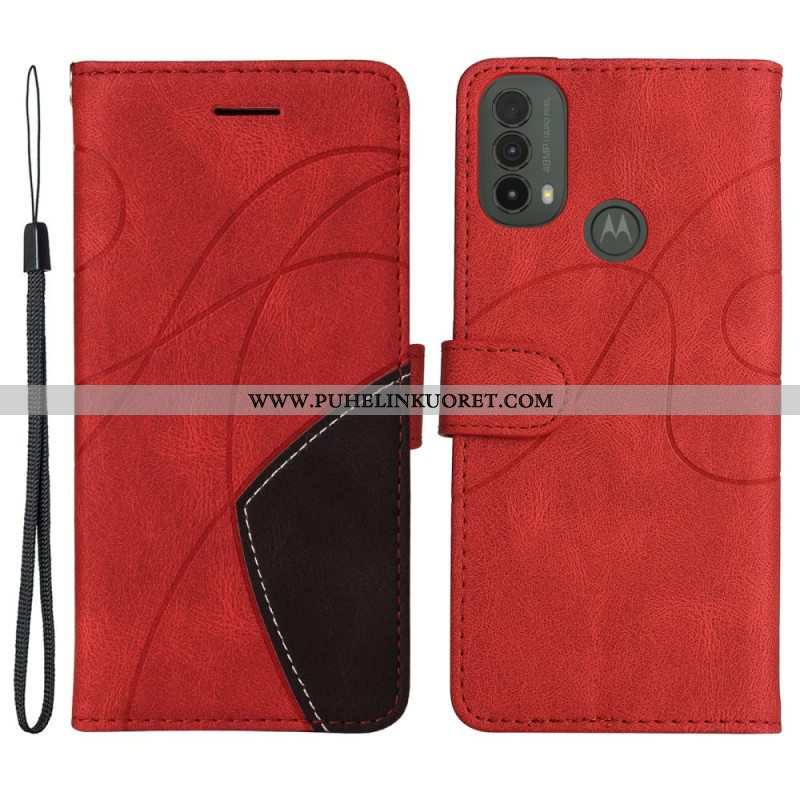 Kotelot Moto E40 / E30 / E20 Kaksisävyinen Signature Faux Leather