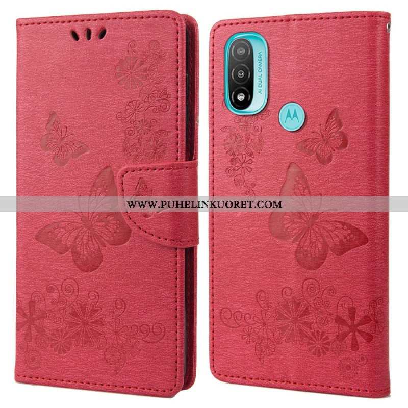 Flip Case Moto E40 / E30 / E20 Suojaketju Kuori Upeat Hihnaperhoset