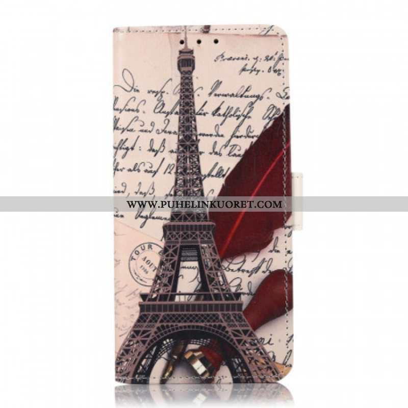 Flip Case Moto E40 / E30 / E20 Runoilijan Eiffel-torni