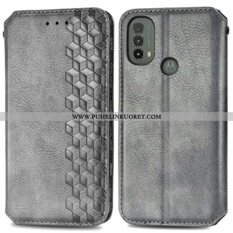 Puhelinkuoret Moto E40 / E30 / E20 Kotelot Flip Nahkaefekti Diamond Texture