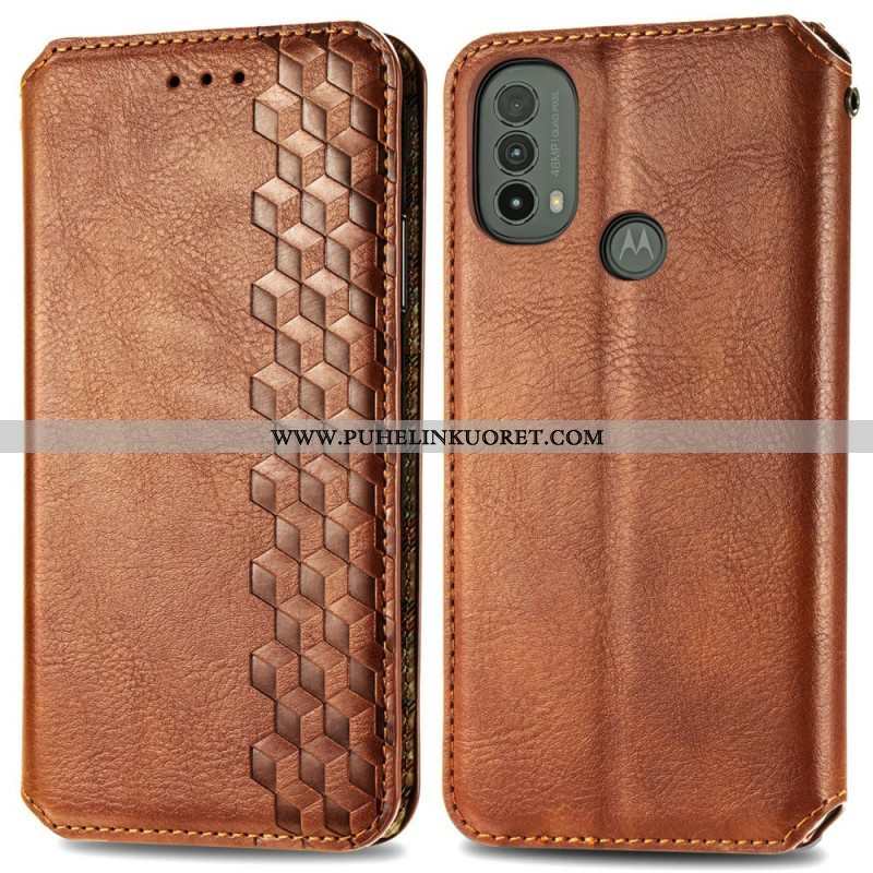 Puhelinkuoret Moto E40 / E30 / E20 Kotelot Flip Nahkaefekti Diamond Texture