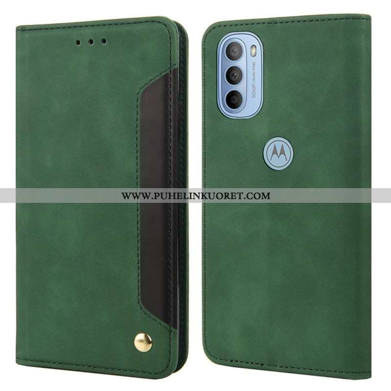 Puhelinkuoret Moto G51 5G Kotelot Flip Kaksisävyinen Business Leather -efekti