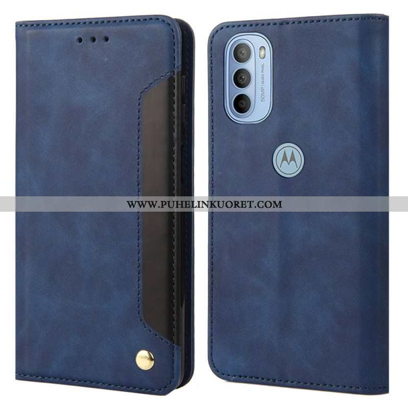 Puhelinkuoret Moto G51 5G Kotelot Flip Kaksisävyinen Business Leather -efekti