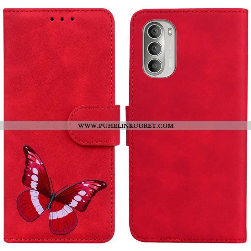 Nahkakotelo Moto G51 5G Skin Touch Butterfly