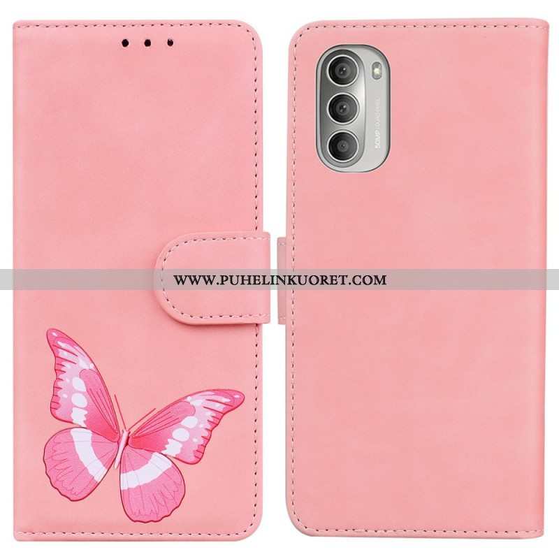 Nahkakotelo Moto G51 5G Skin Touch Butterfly