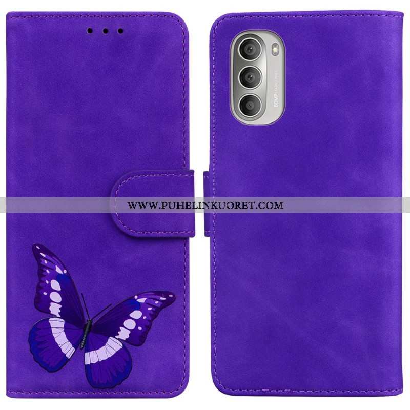 Nahkakotelo Moto G51 5G Skin Touch Butterfly