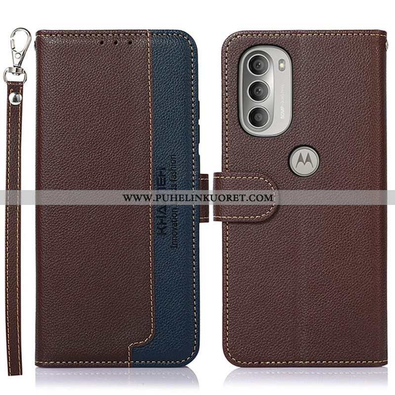 Flip Case Moto G51 5G Litsi Style Rfid Khazneh