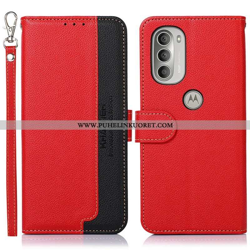 Flip Case Moto G51 5G Litsi Style Rfid Khazneh