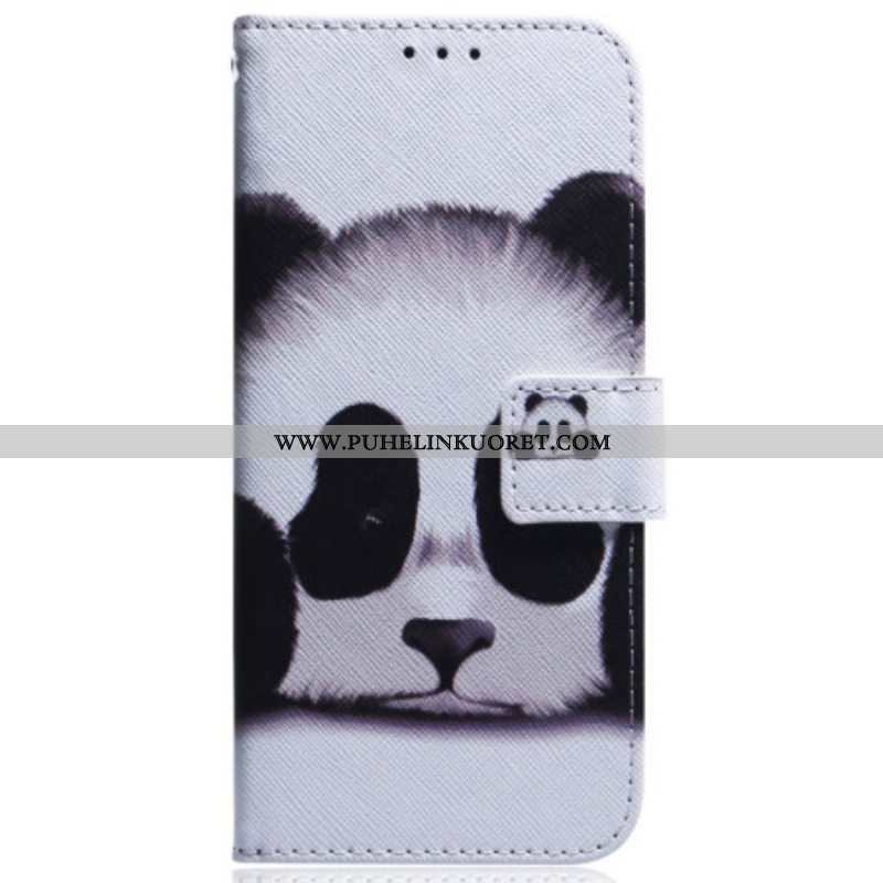 Nahkakotelo Moto G73 5G Suojaketju Kuori Strappy Panda