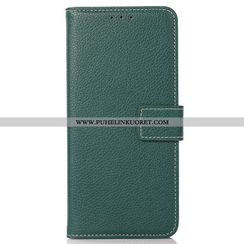 Flip Case OnePlus Nord 2 5G Litsi Nahka Ompeleella