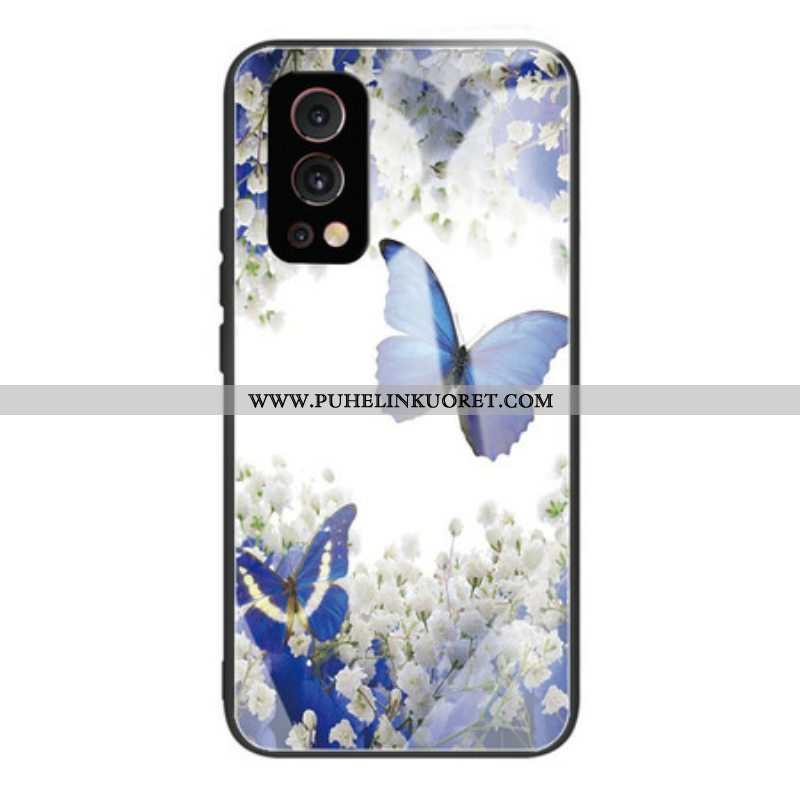 Case OnePlus Nord 2 5G Butterflies Design Karkaistu Lasi