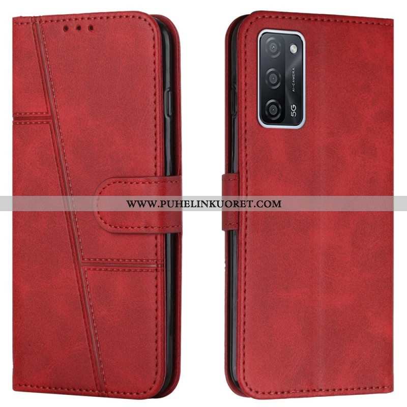 Flip Case Oppo A16 / A16s Suojaketju Kuori Strappy Geo Leather Effect